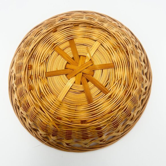 Set Of 3 Handwoven Wicker Baskets With Unique Patterns - Bread Baskets Or Wall - Picture 7 of 13